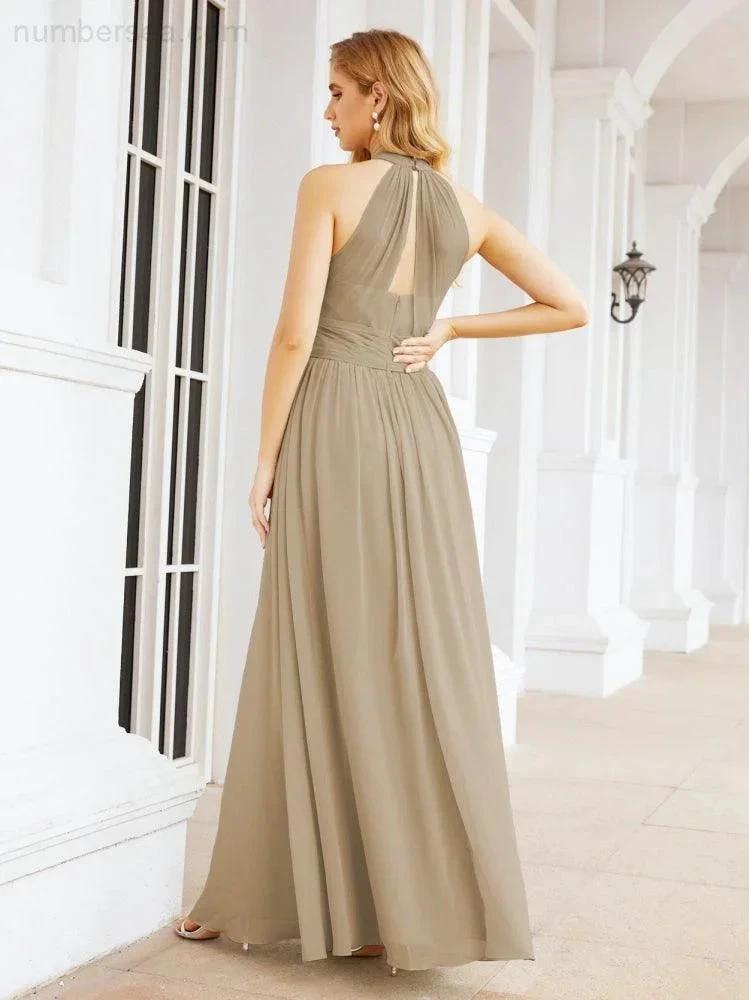 ZapDress Halter Sleeveless Bridesmaid Dresses Long for Party Wedding Evening 28054 (ZD17038)