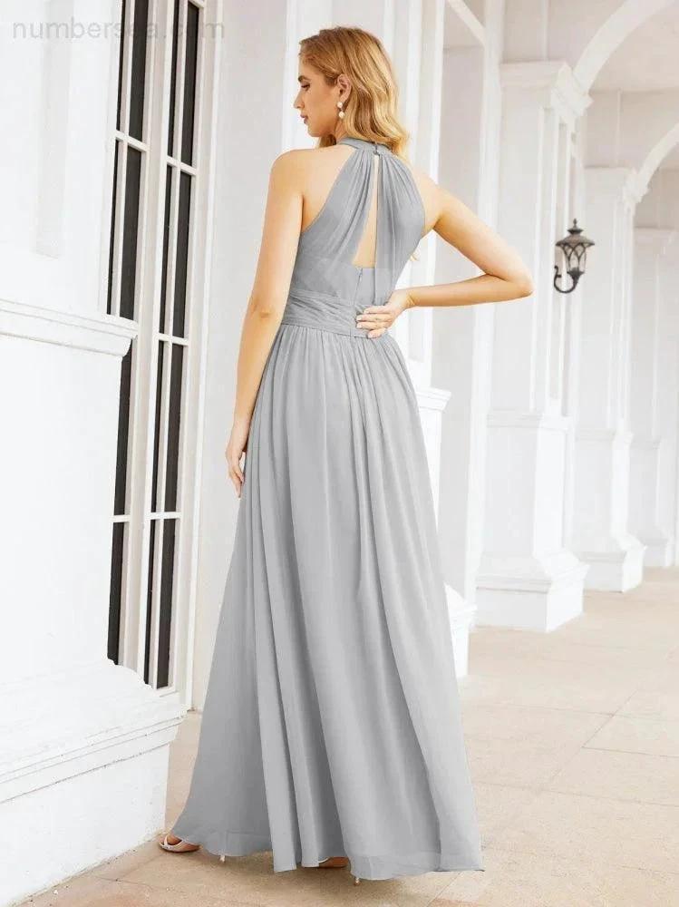 ZapDress Halter Sleeveless Bridesmaid Dresses Long for Party Wedding Evening 28054 (ZD17038)