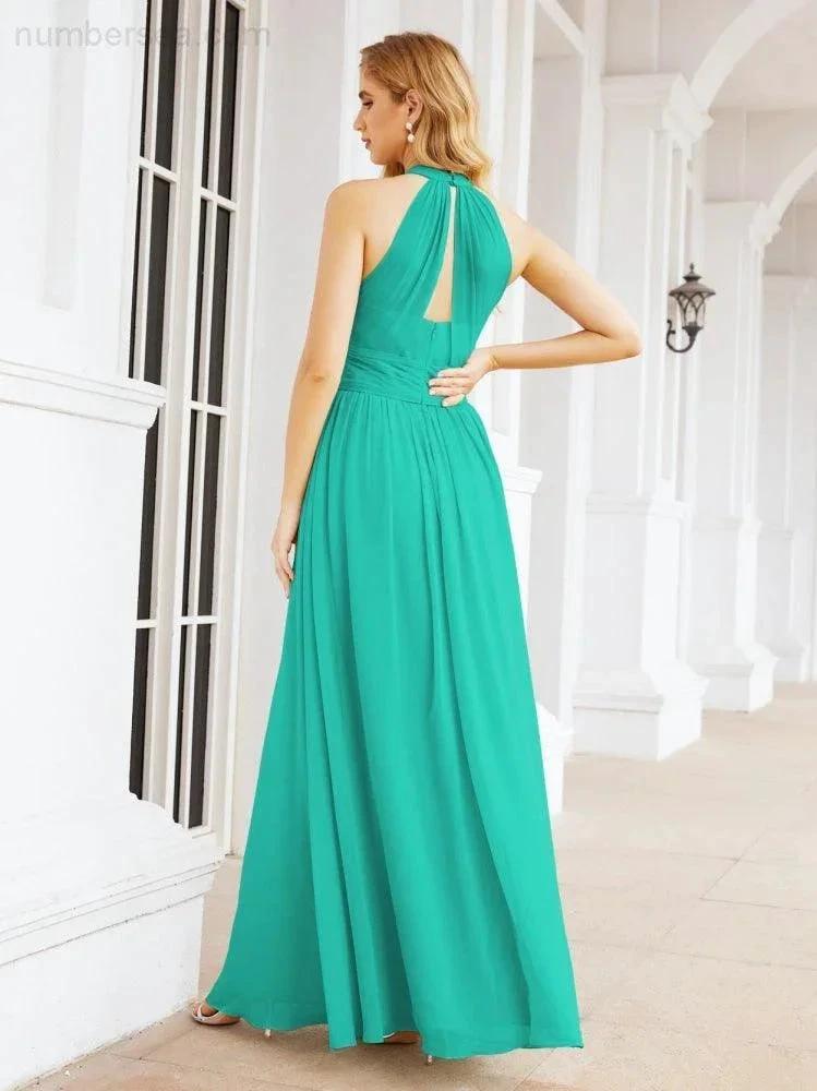 ZapDress Halter Sleeveless Bridesmaid Dresses Long for Party Wedding Evening 28054 (ZD17038)