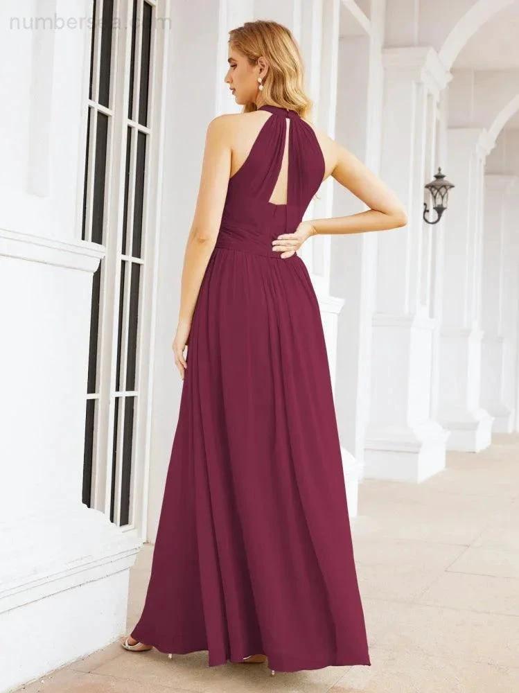 ZapDress Halter Sleeveless Bridesmaid Dresses Long for Party Wedding Evening 28054 (ZD17038)