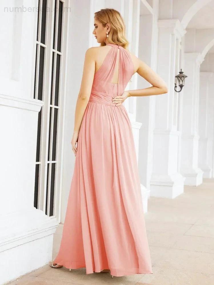 ZapDress Halter Sleeveless Bridesmaid Dresses Long for Party Wedding Evening 28054 (ZD17038)