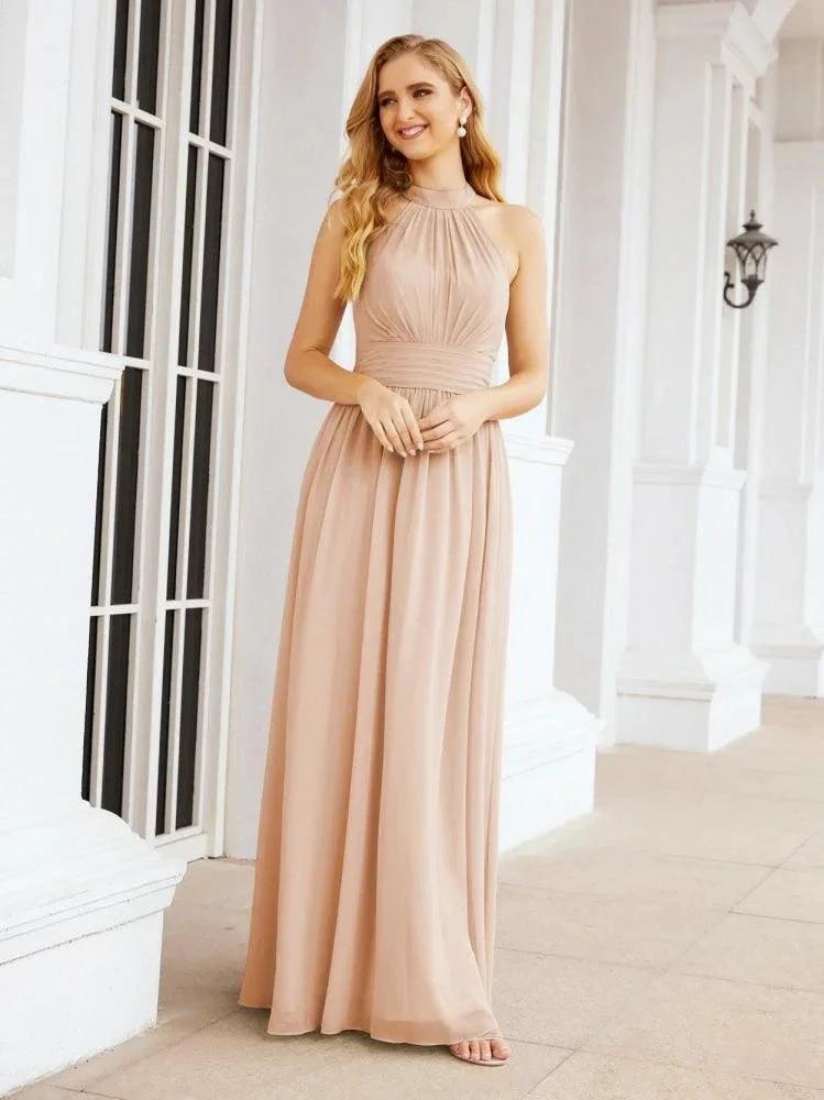 Numbersea Halter Sleeveless Bridesmaid Dresses Long for Party Wedding Evening 28054 by numbersea