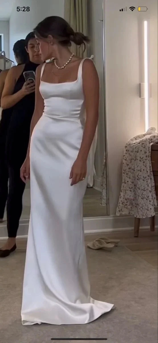 Elegant White Satin Wedding Dress,White Bridal Dress Y4154 by simplepromdress