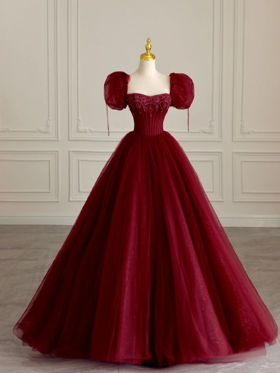 Burgundy evening dress long elegant evening gown for women Y6601 - VelvetHem
