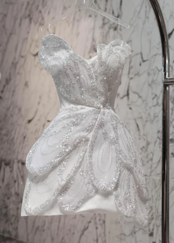 Beautiful Strapless White Tulle Sequins Homecoming Dress Mini Birthday Dress - FashionDia