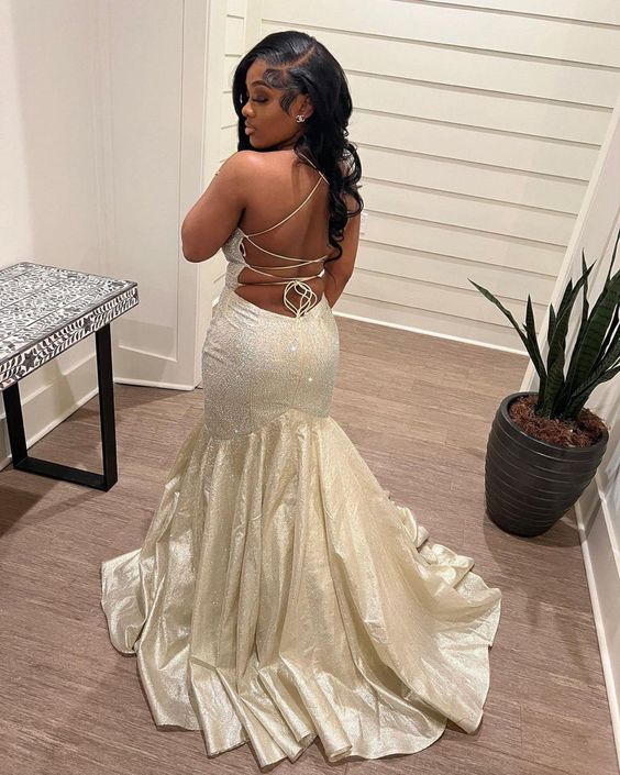 Charming Mermaid Lace-up Back Evening Dress Glam Dress Y6468 - View 2 | VelvetHem