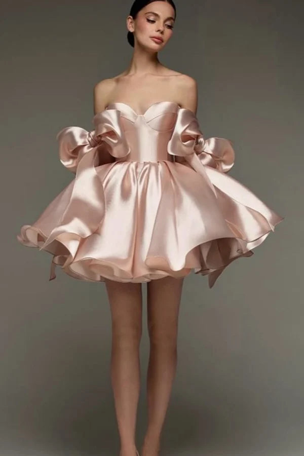 Elegant Sweetheart Straps Sleeveless Satin Homecoming Dresses Mini With Pleats