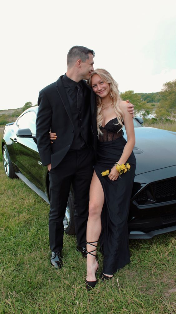 Sexy Black Sheath Long Prom Dress With Slit