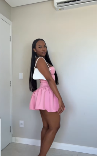 Cute Sweetheart Neck Pink Satin A-Line Short Cocktail Dress Formal 8th Grade Homecoming Dress - View 5 | FashionDia