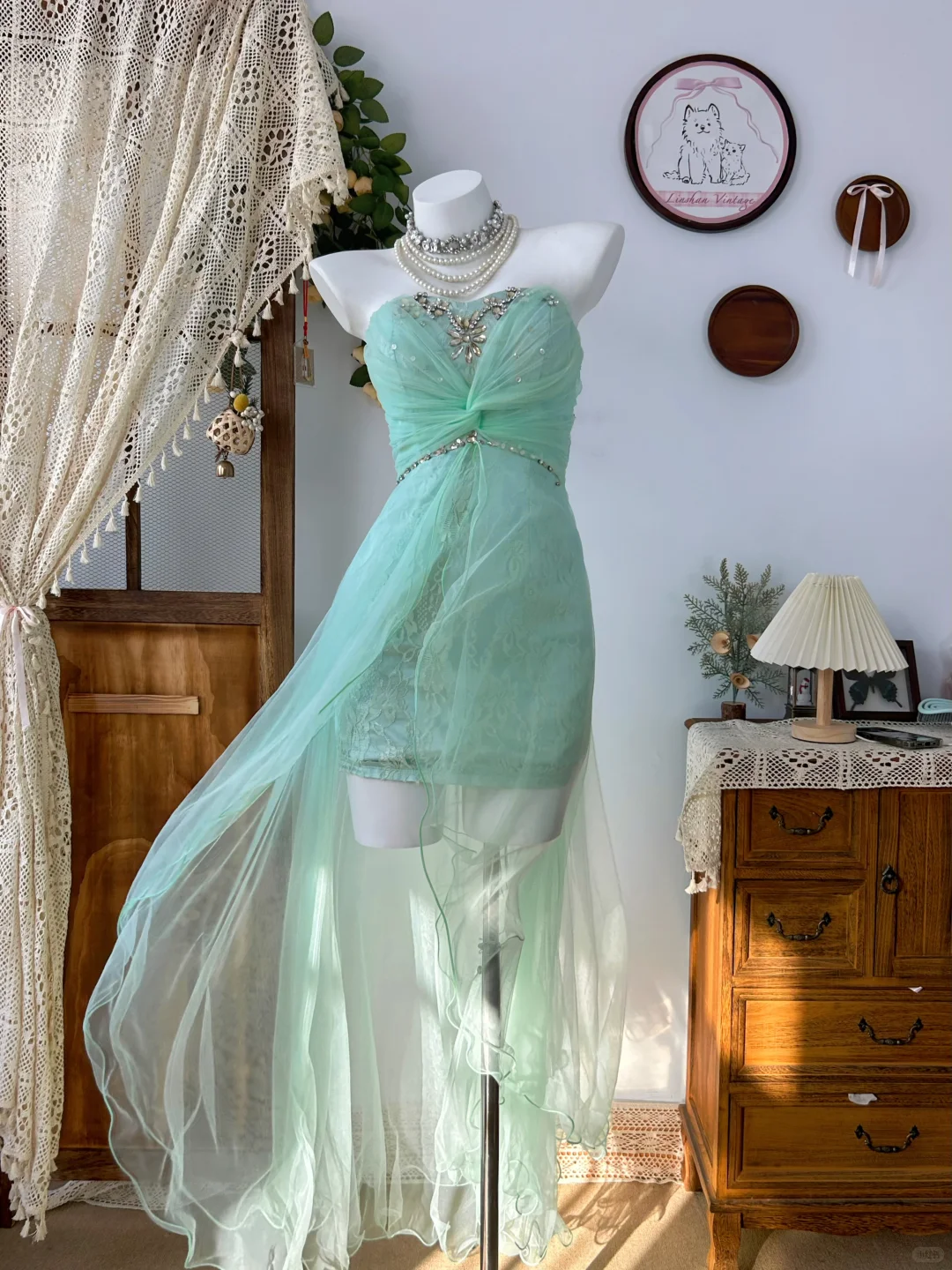 Fairy Strapless Tulle Lace Beaded Short Birthday Dress Green Homecoming Dress
