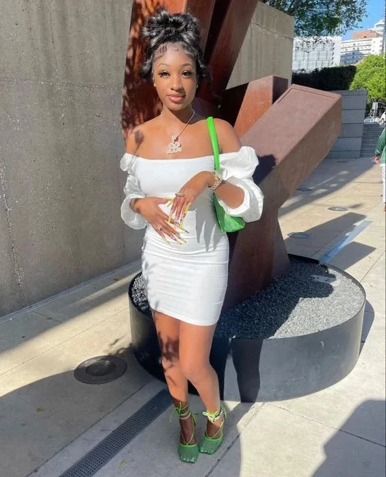 White Off The Shoulder Homecoming Dress Sexy White Dress (ZD12789)