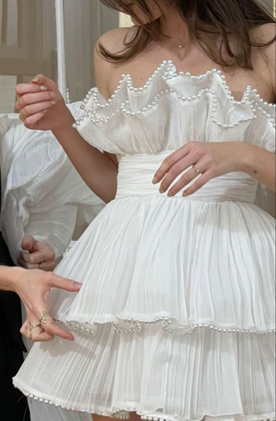 White Short Party Dress Homecoming Dress - FashionDia