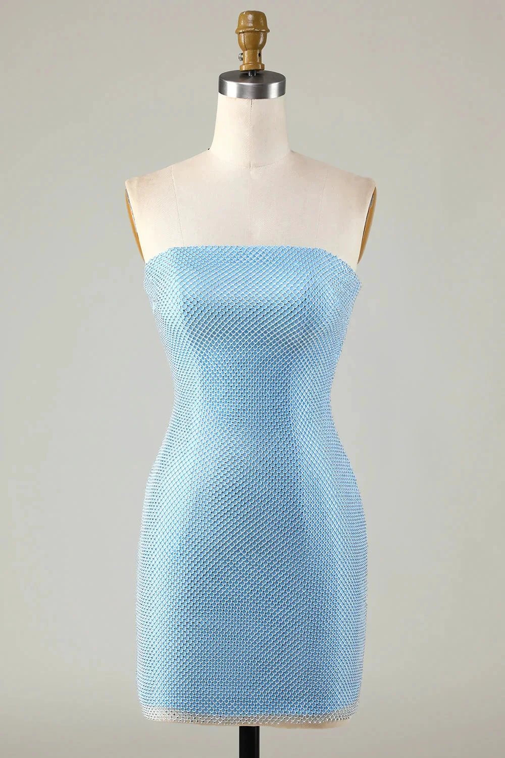 Blue Tight Beaded Short Homecoming Dress With Detachable Sleeves by WEDTREND