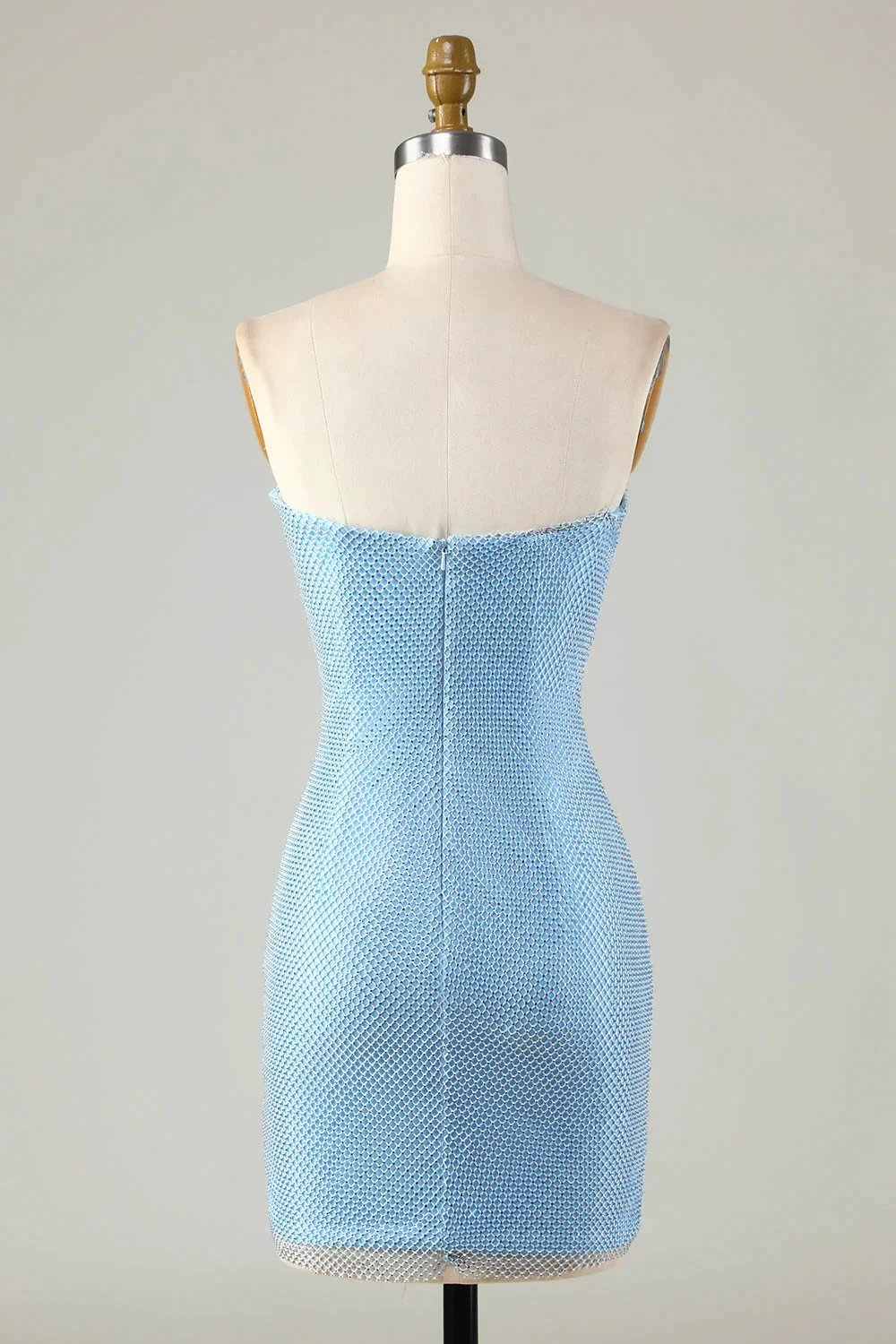 Blue Tight Beaded Short Homecoming Dress With Detachable Sleeves (ZD11546)