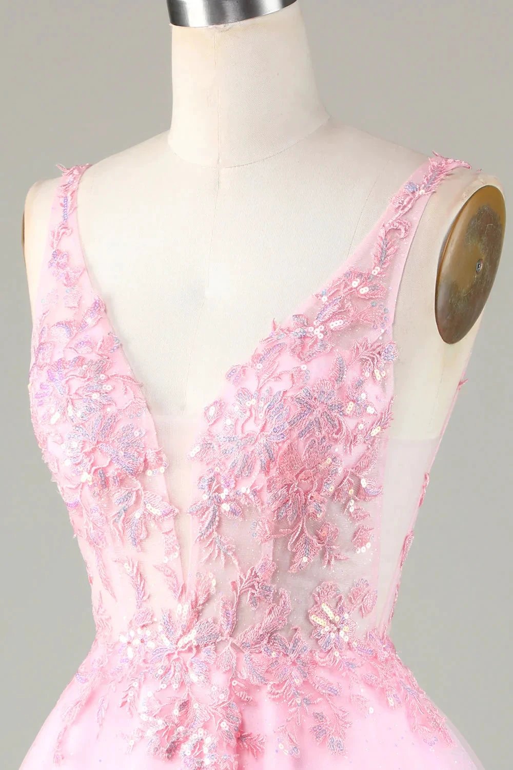 Cute Pink Glitter Sequin Short Backless Homecoming Dress with Appliques (ZD11444)