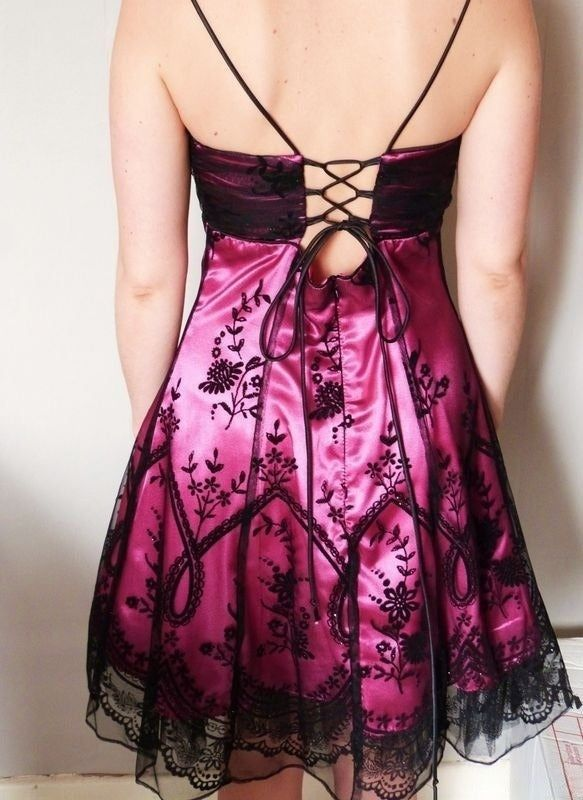 Vintage Spaghetti Straps Hot Pink A Line Short Homecoming Dress Cocktail Dress