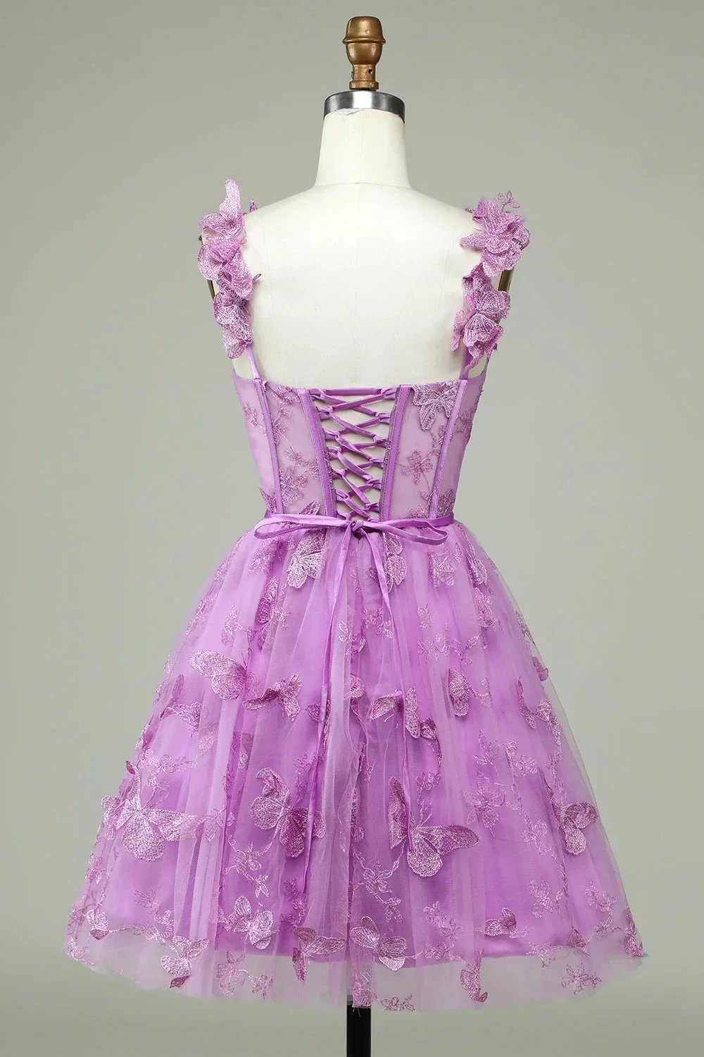 Cute Purple A Line Corset Short Homecoming Dress with Appliques (ZD11440)