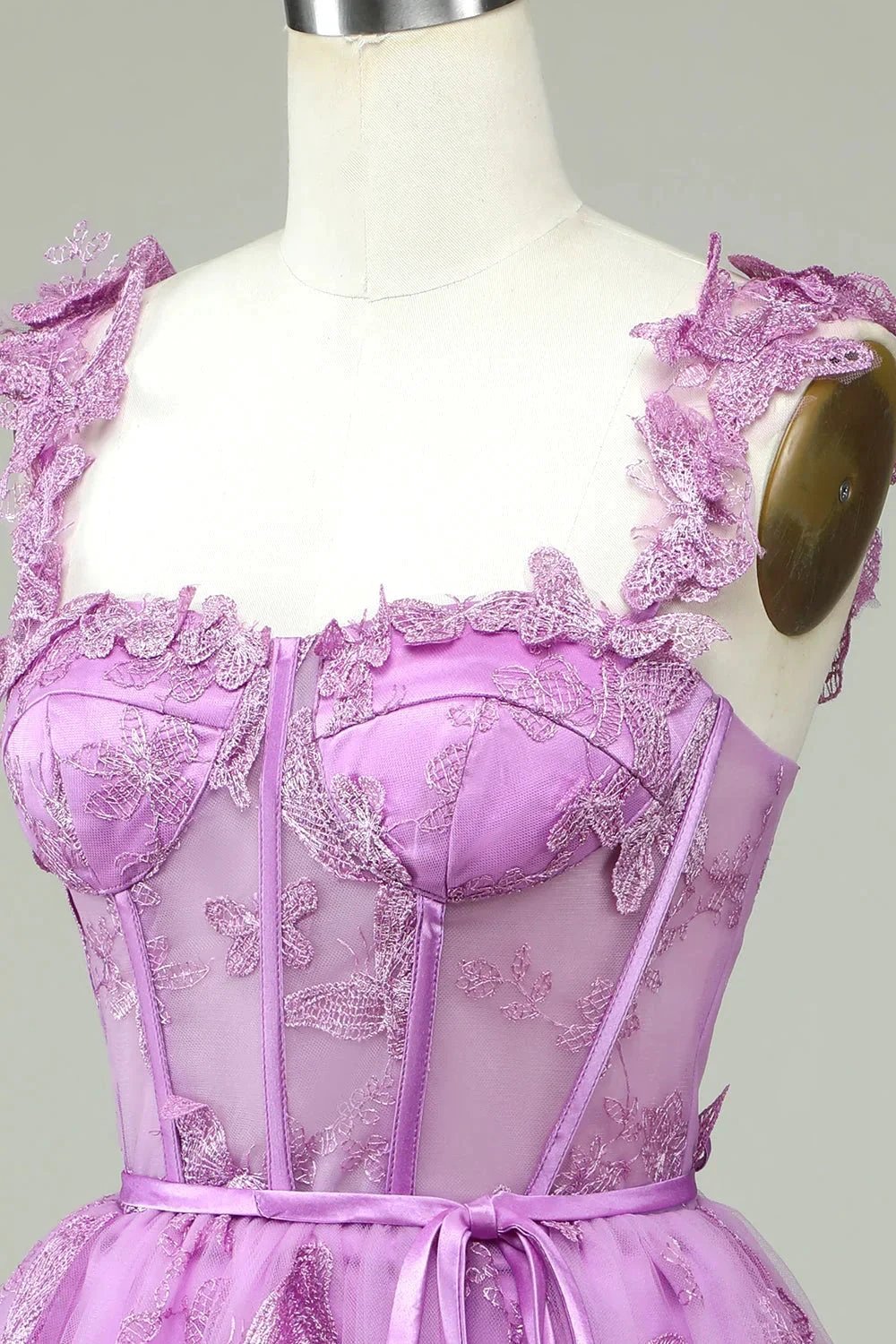 Cute Purple A Line Corset Short Homecoming Dress with Appliques (ZD11440)