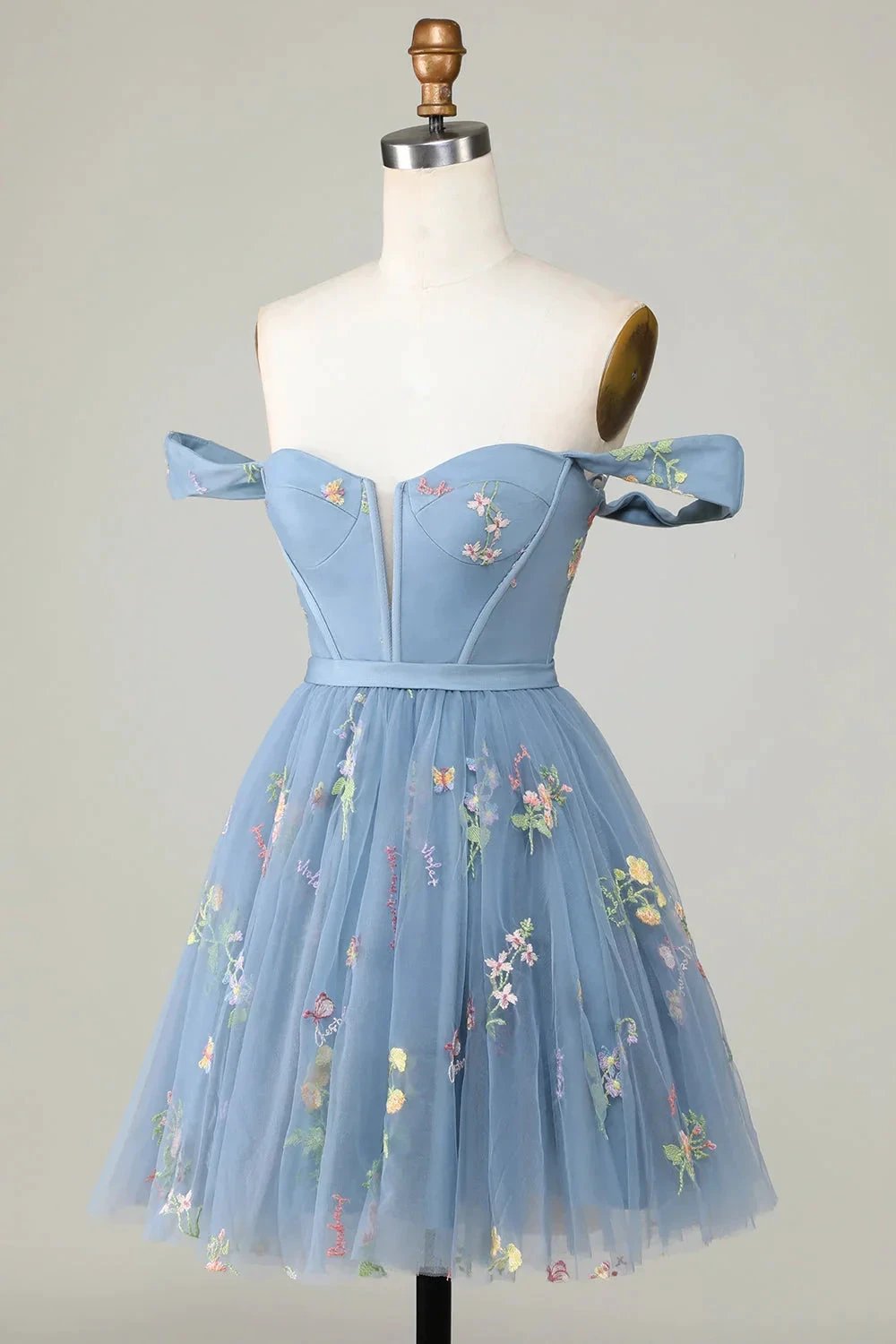 Cute A Line Sweetheart Purple Short Homecoming Dress with Embroidery (ZD11485)