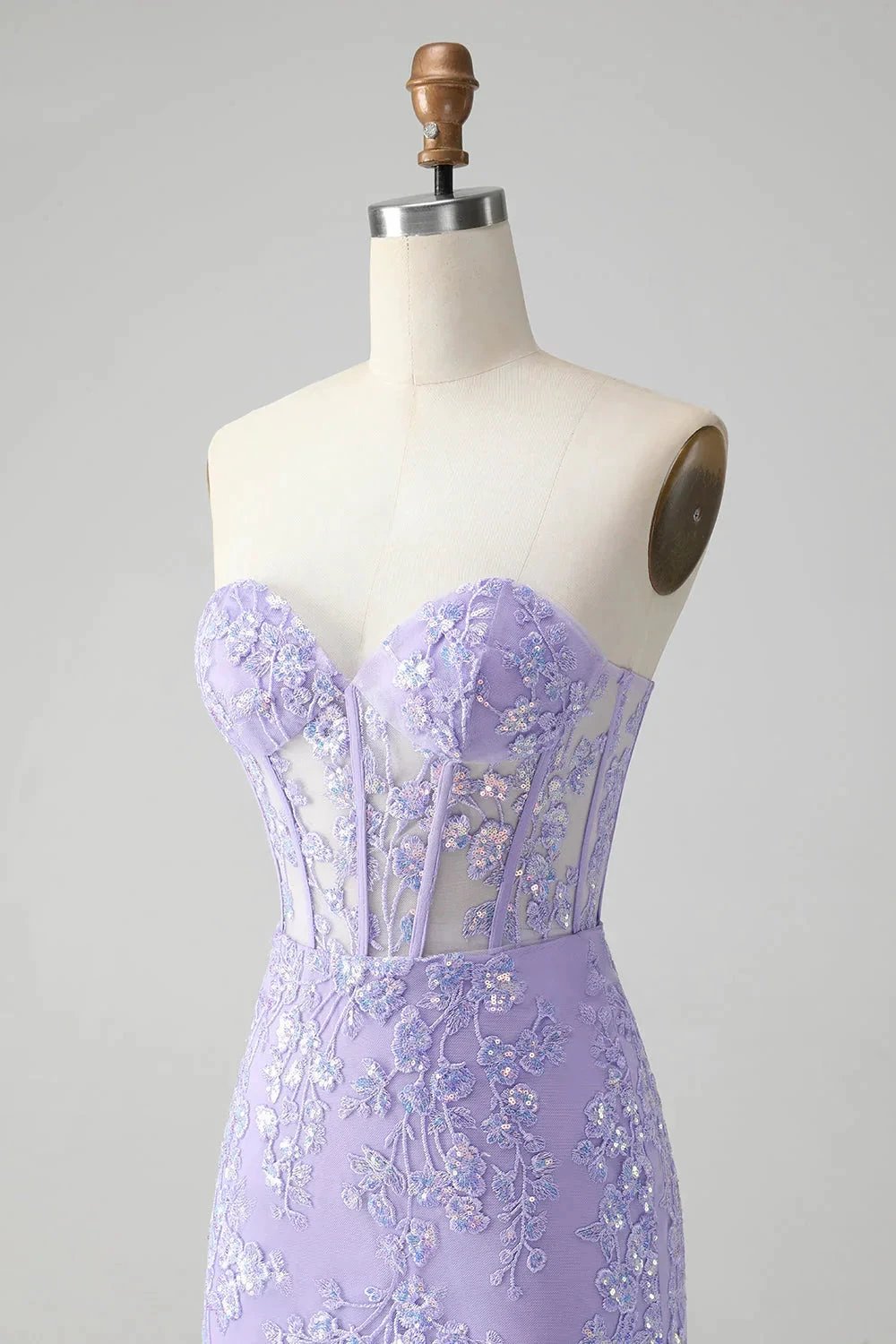 Classy Lilac Bodycon Sweetheart Corset Short Homecoming Dress with Sequins (ZD11496)