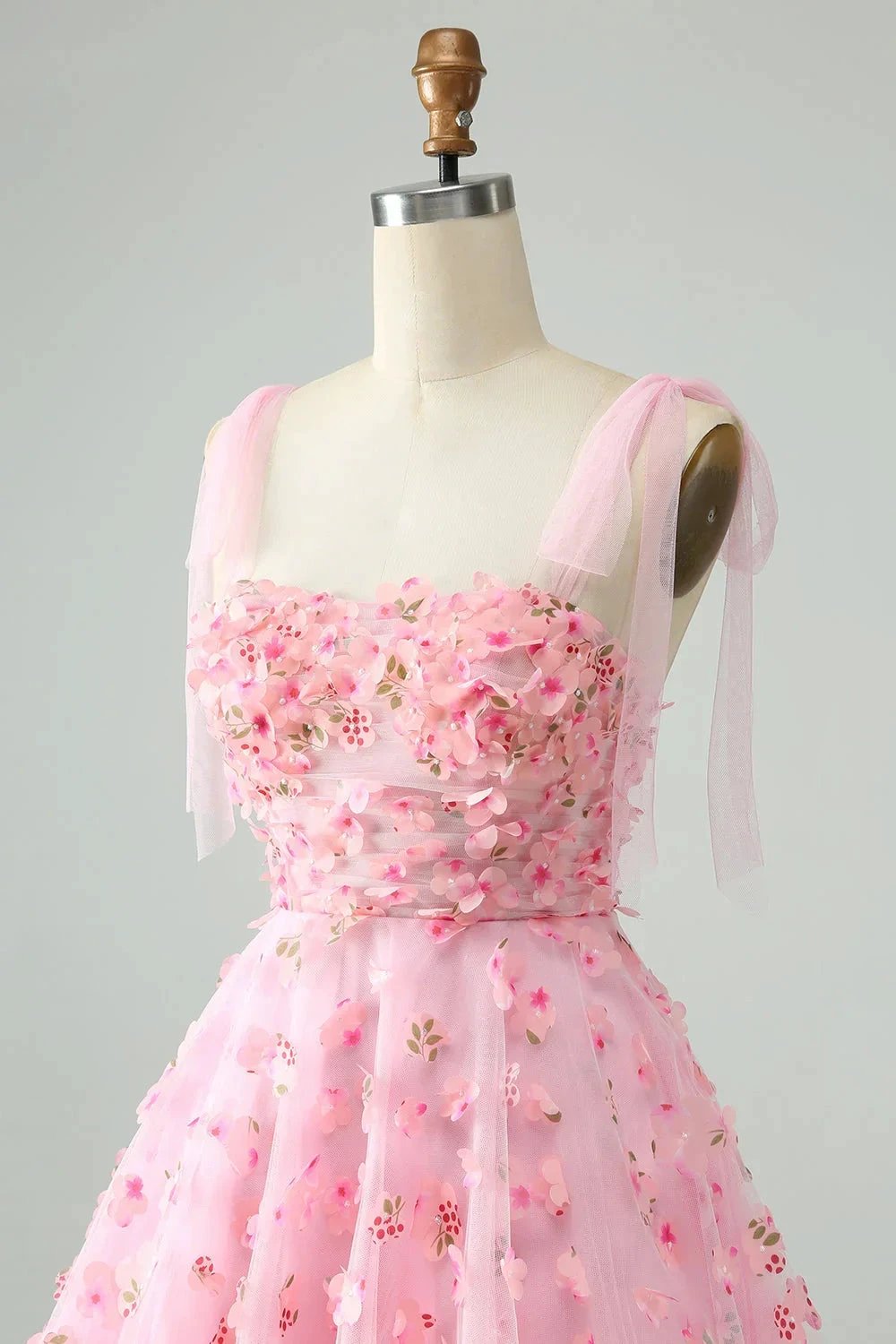 Cute Pink A Line Pearls Corset Short Homecoming Dress with Appliques Flower (ZD11446)