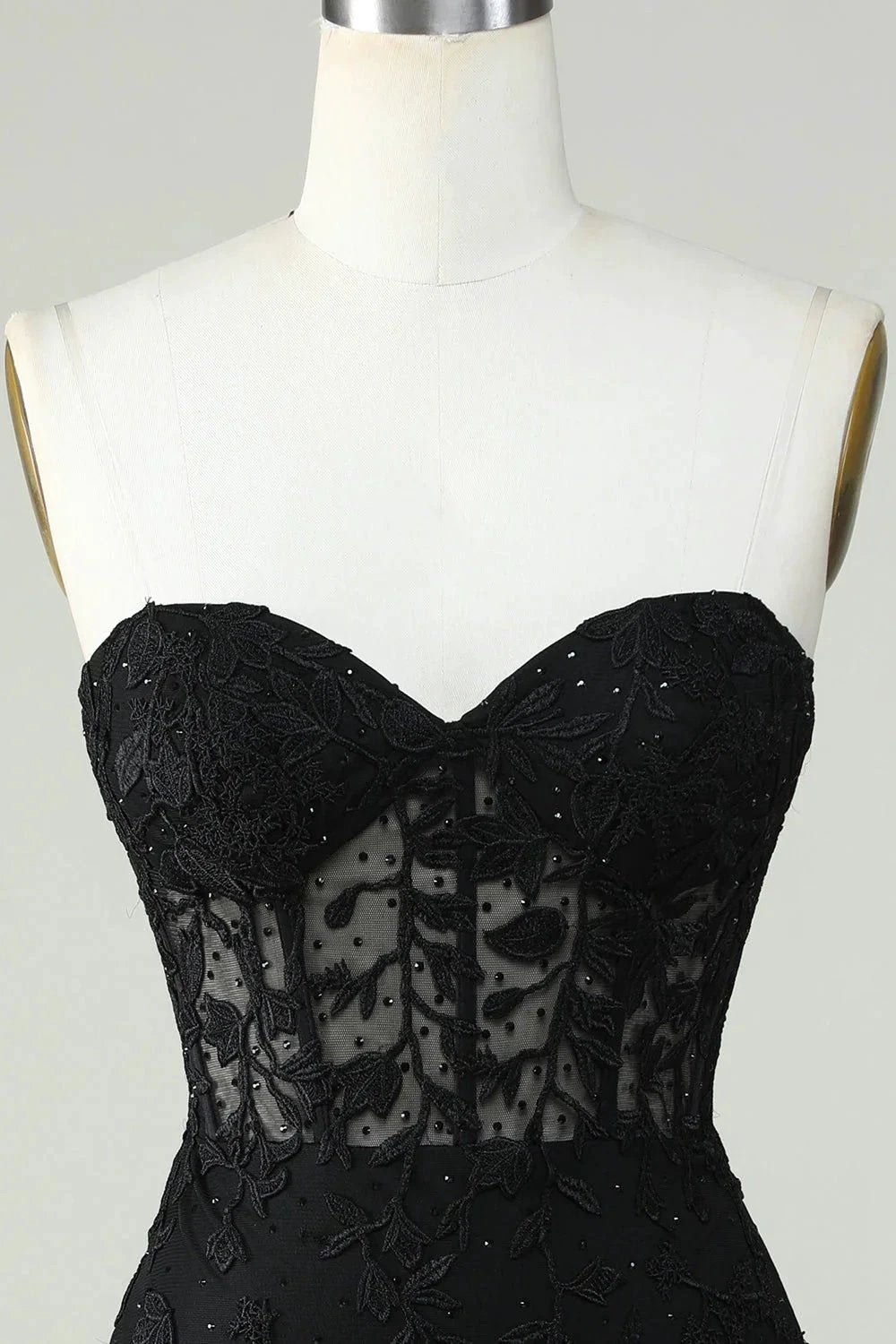 Bodycon Black Sweetheart Corset Short Homecoming Dress with Appliques (ZD11542)