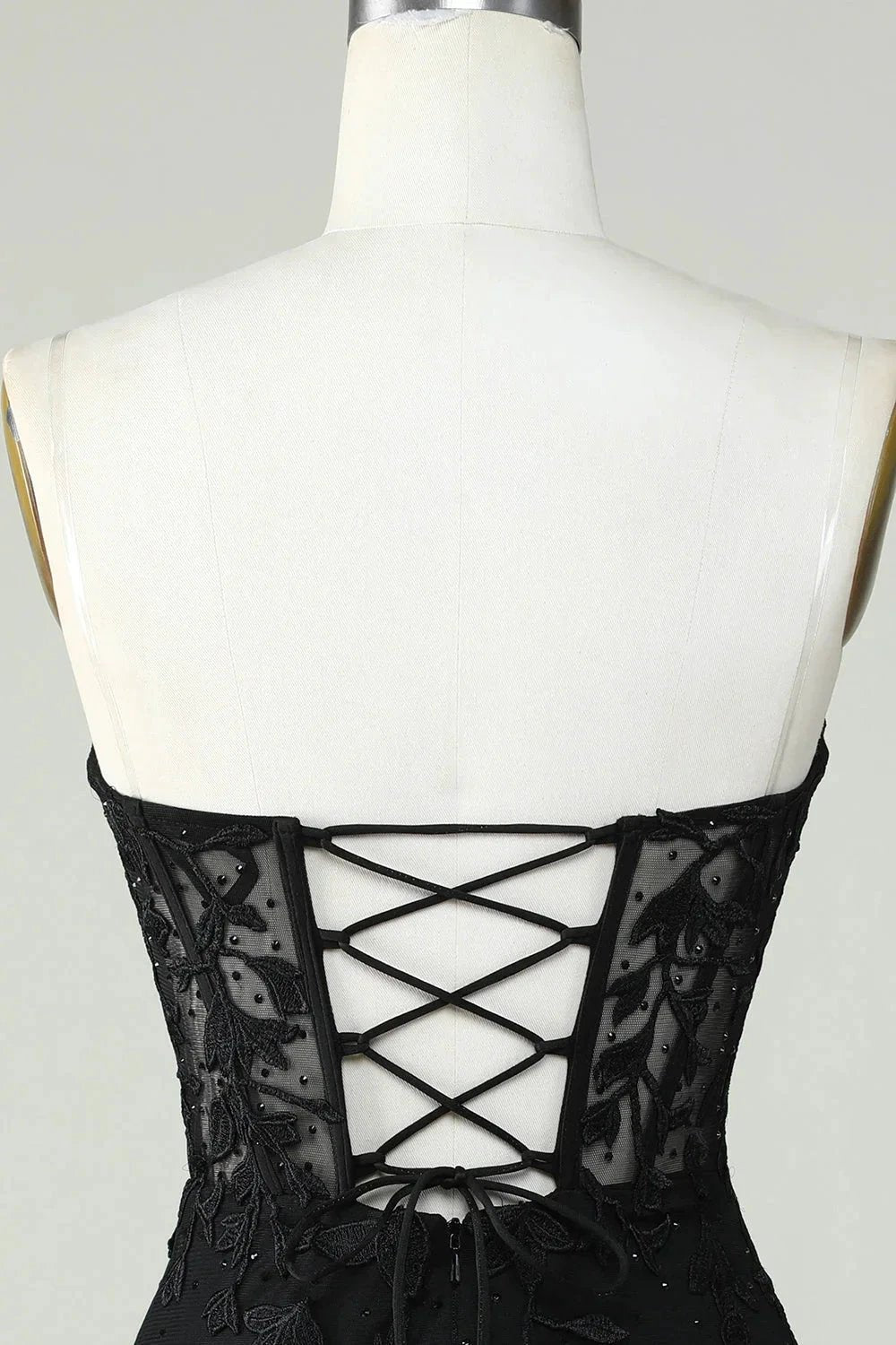 Bodycon Black Sweetheart Corset Short Homecoming Dress with Appliques (ZD11542)