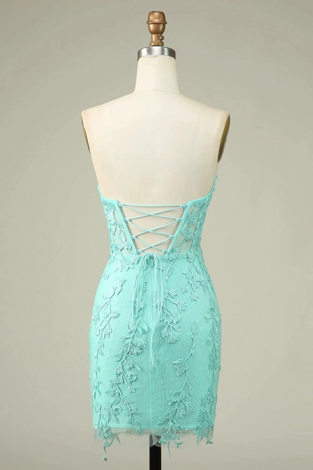 Bodycon Light Green Sweetheart Corset Short Homecoming Dress with Appliques (ZD11540)