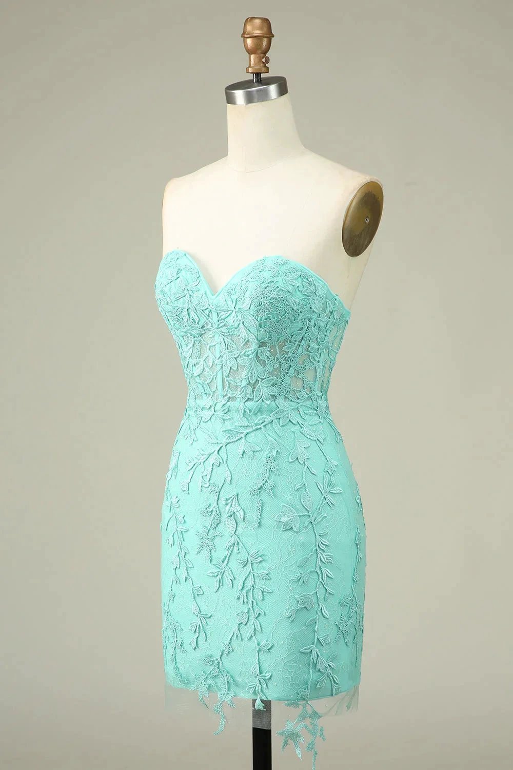 Bodycon Light Green Sweetheart Corset Short Homecoming Dress with Appliques (ZD11540)