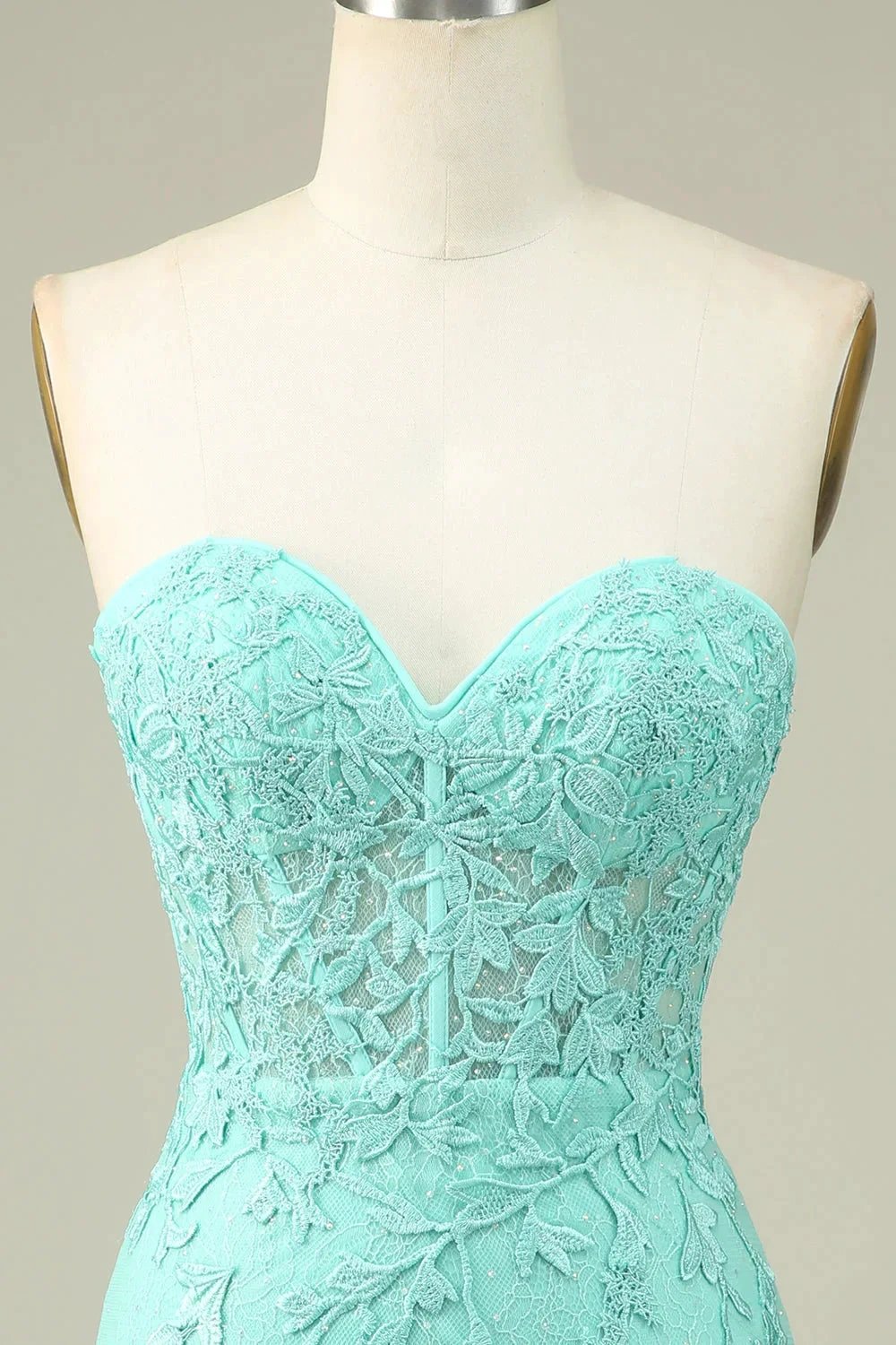 Bodycon Light Green Sweetheart Corset Short Homecoming Dress with Appliques (ZD11540)