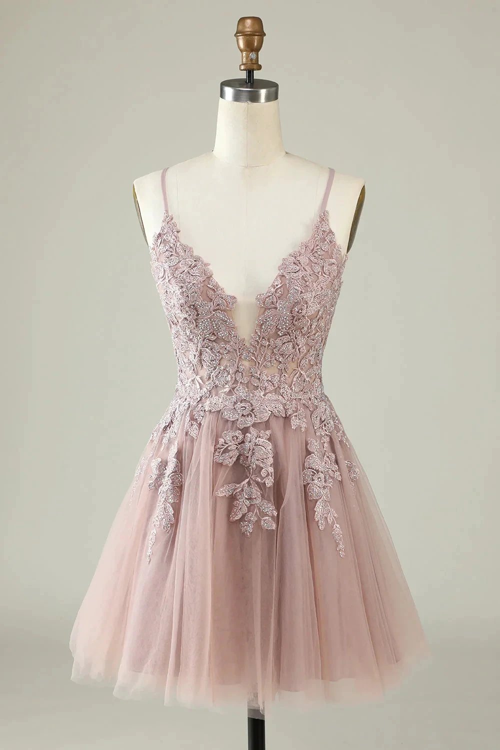 Blush A Line Spaghetti Straps Short Homecoming Dress with Appliques by WEDTREND