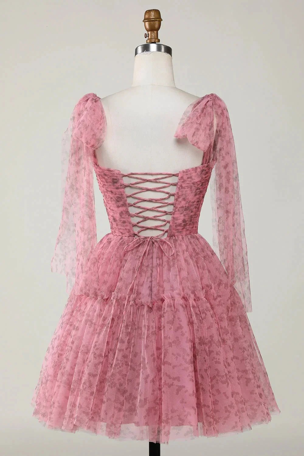 Blush A-Line PrintedShort Tulle Homecoming Dress (ZD11544)