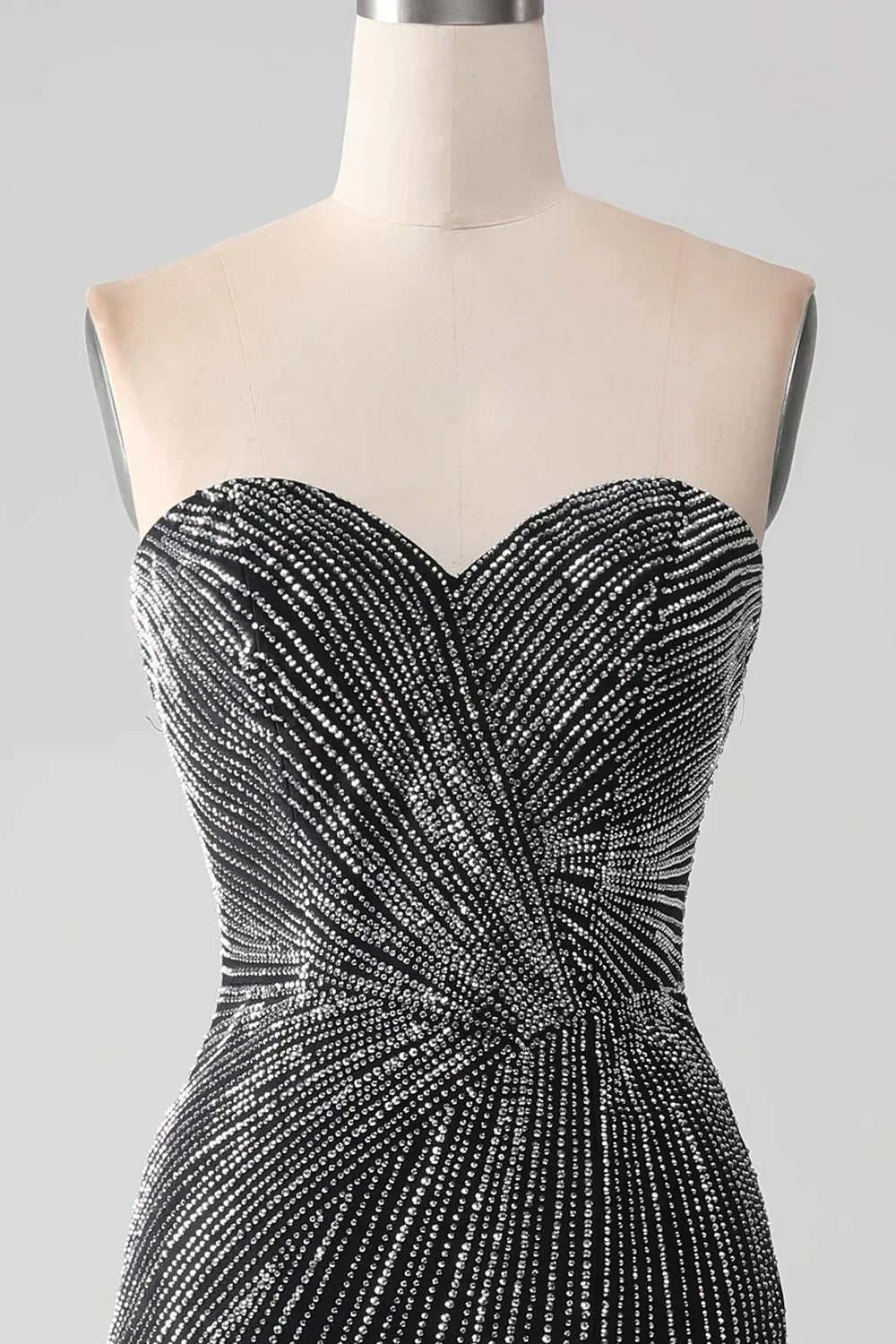 Sparkly Beaded Sweetheart Long Black Mermaid Prom Dress With Split