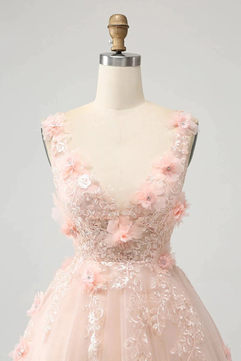 Cute Blush A Line V Neck Sequin Corset Short Homecoming Dress with Appliques (ZD11472)