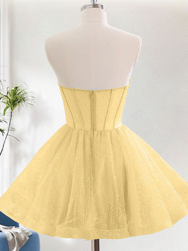 A Line Sweetheat Corset Tulle Homecoming Dress with Sequins