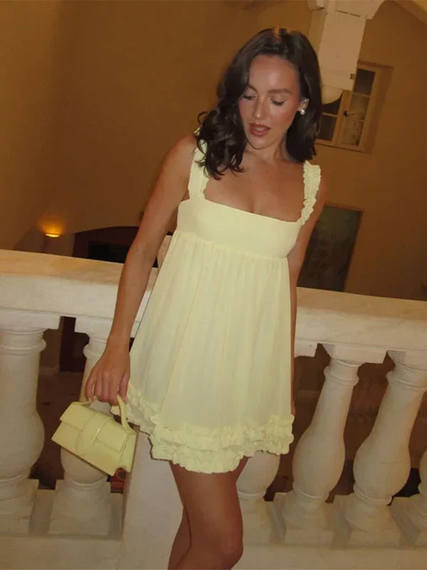 Yellow Short Chiffon Homecoming Dress J7748