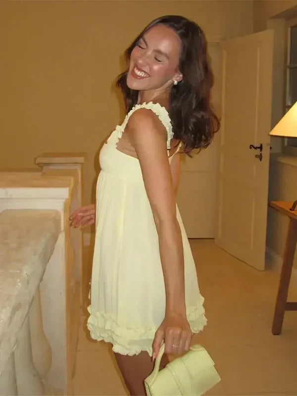 Yellow Short Chiffon Homecoming Dress J7748