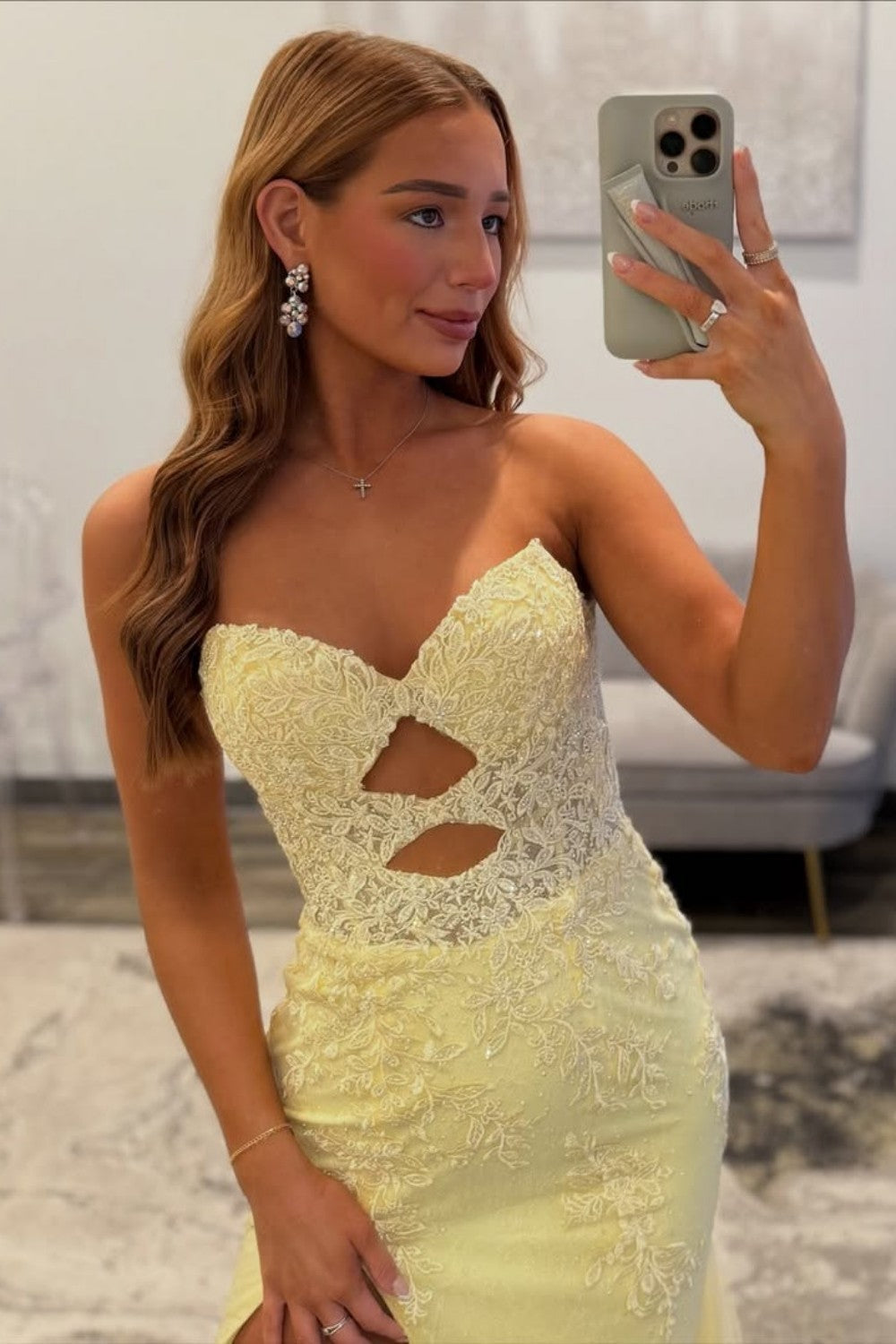 Trendy Mermaid Sweetheart Yellow Long Prom Dress with Appliques