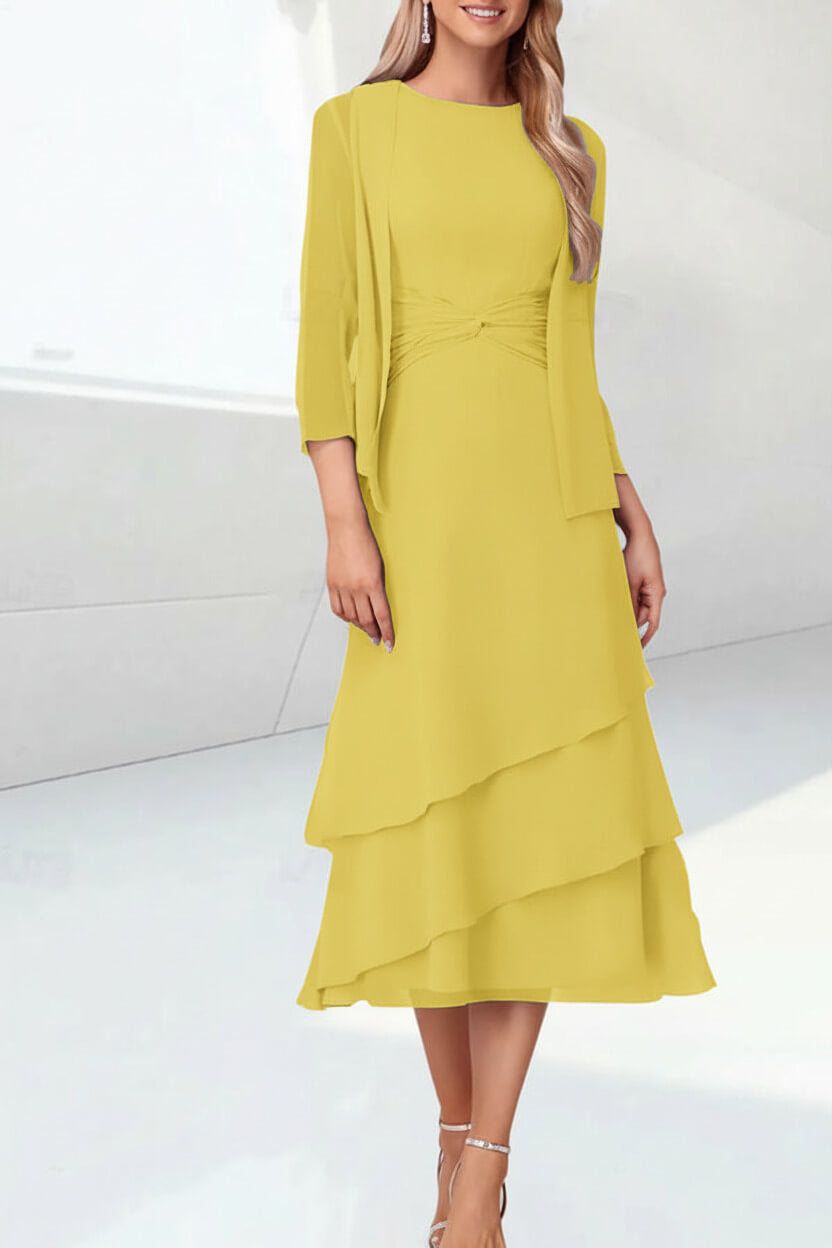 Mint Green Mother of the Bride Dress Chiffon Two Piece Wedding Guest Dress