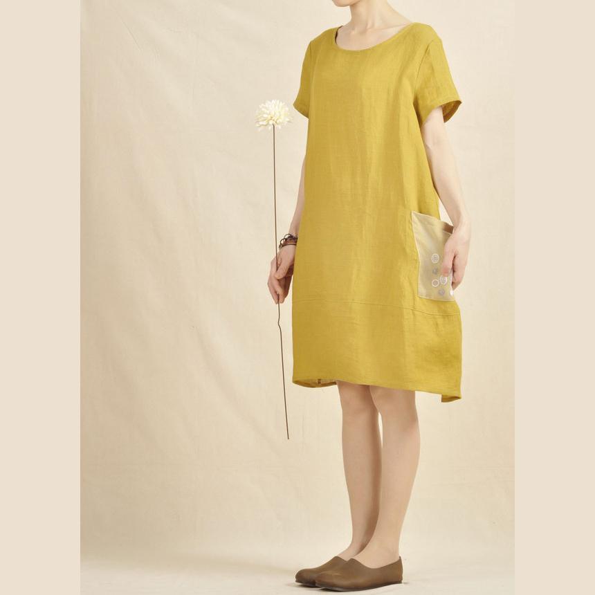 Yellow linen shift dress orginal summer dresses