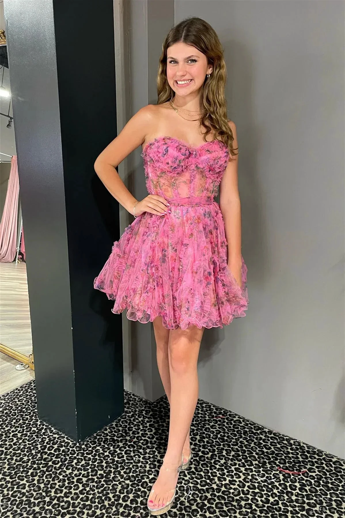 Strapless Ruffles A-line Homecoming Dress (ZD11854)