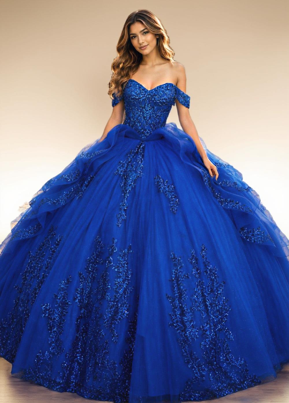 Off Shoulder Sequin Quinceanera Dress Fuchsia Ball Gown with Beaded Appliques - ZapDress (ZD17550) - View 3 | VelvetHem