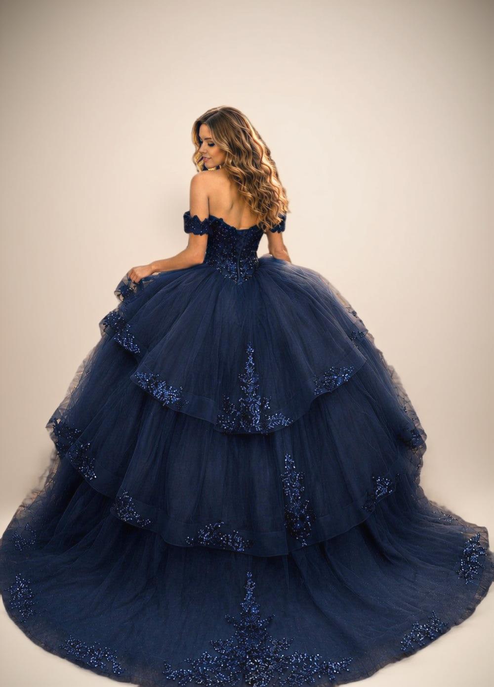 Off Shoulder Sequin Quinceanera Dress Fuchsia Ball Gown with Beaded Appliques - ZapDress (ZD17550) - View 6 | VelvetHem