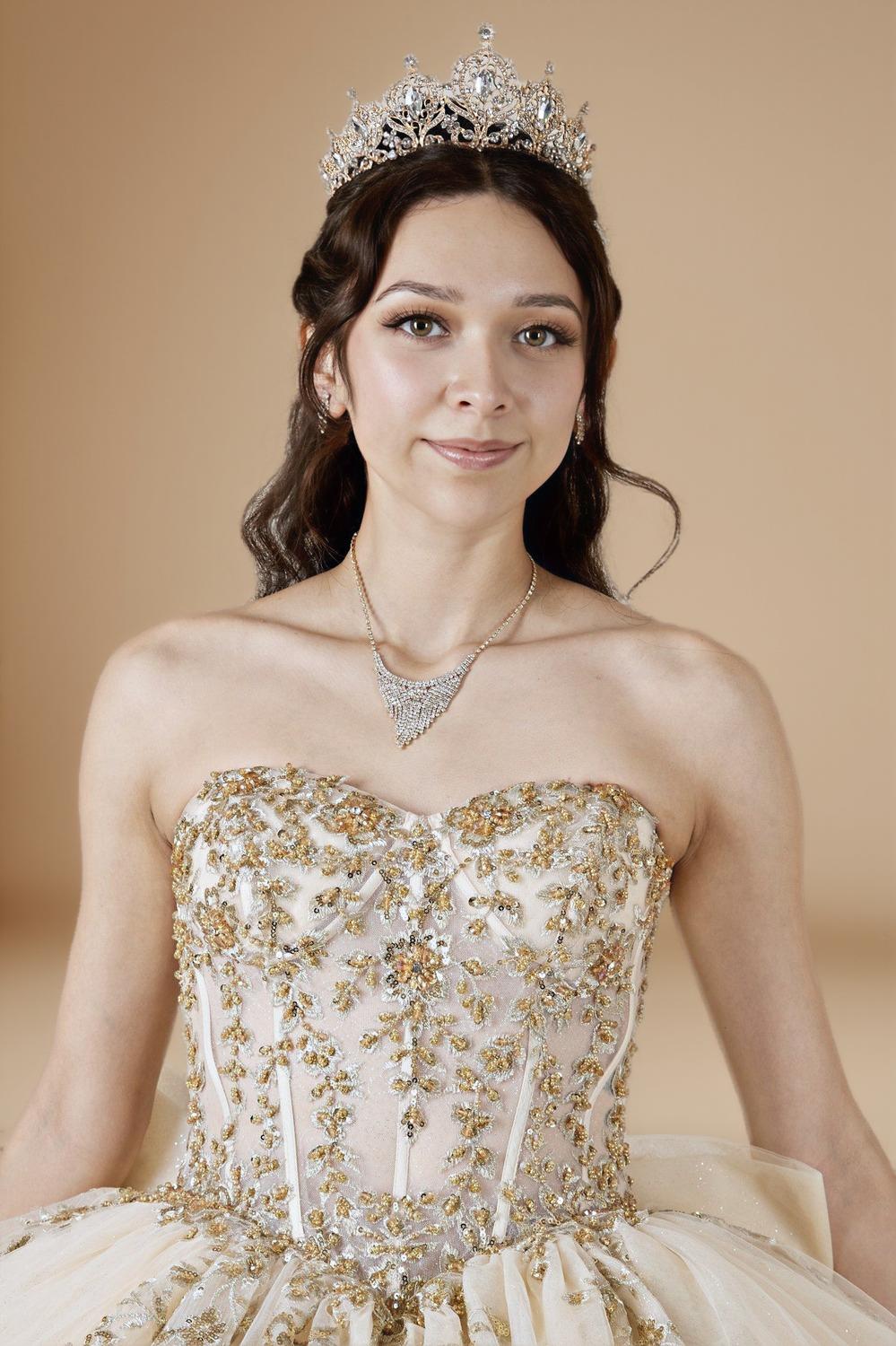 Silver Strapless Applique Quinceanera Dress Sequin Embroidered Glitter Tulle Ball Gown (ZD17596) - View 3 | VelvetHem
