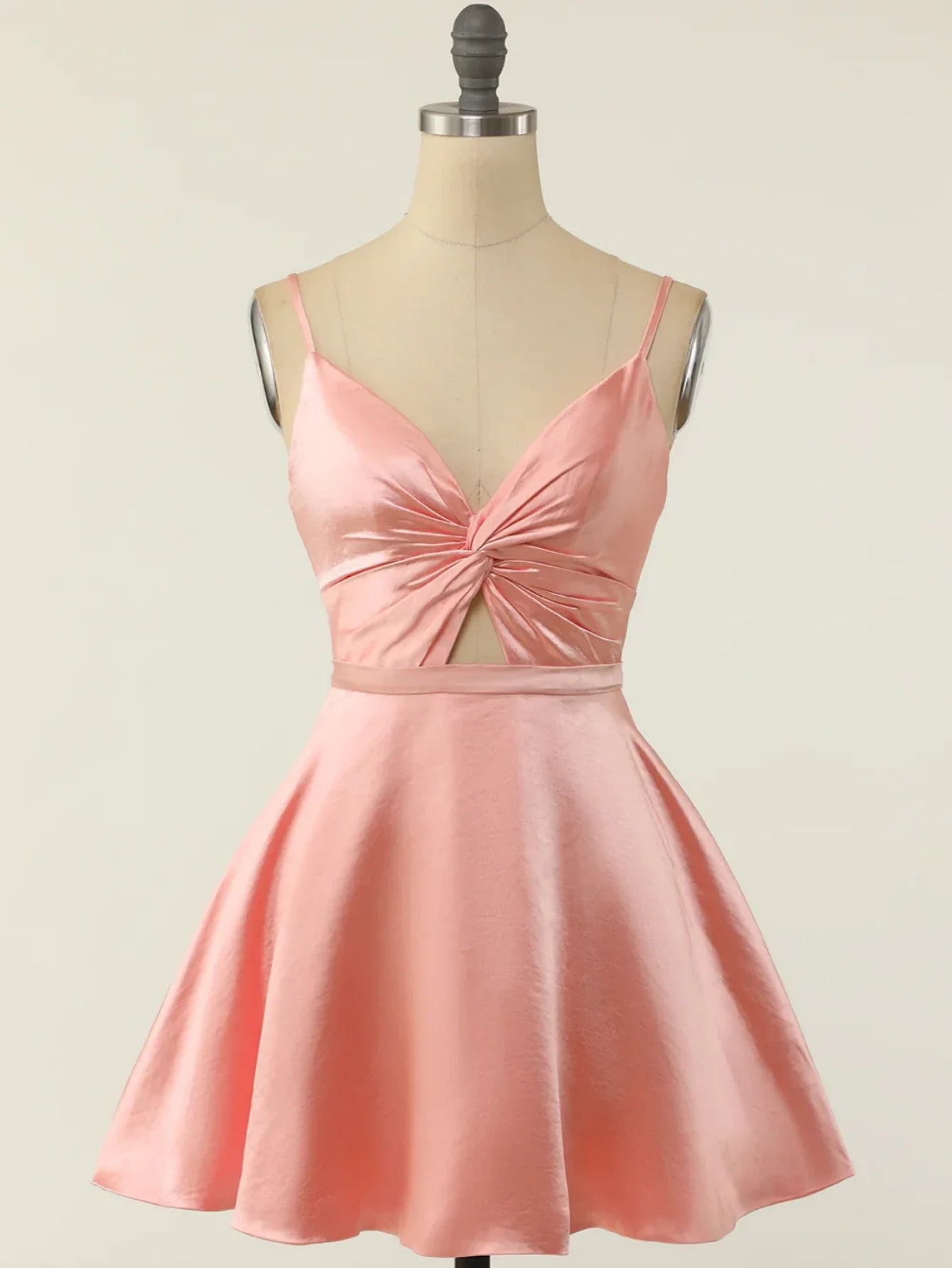 V Neck A Line Light Blue Spaghetti StrapsShort Graduation Homecoming Party Dress - Fashionpara