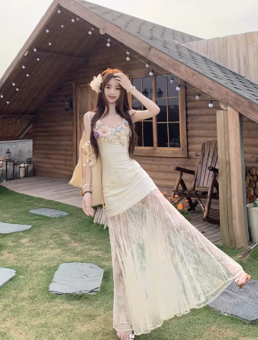 New Pretty French-style Elegant Summer Women's Long Dress