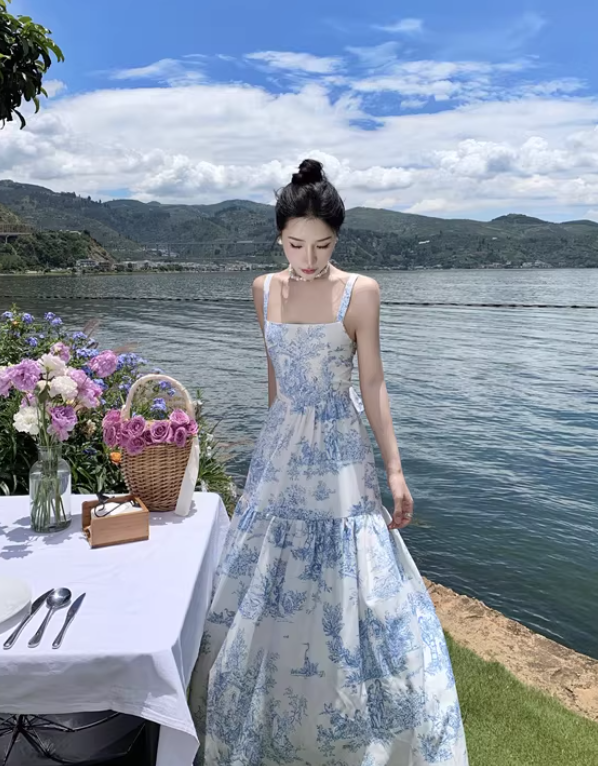 New Pretty French-style Elegant Summer Women's Long Dress - FashionDia