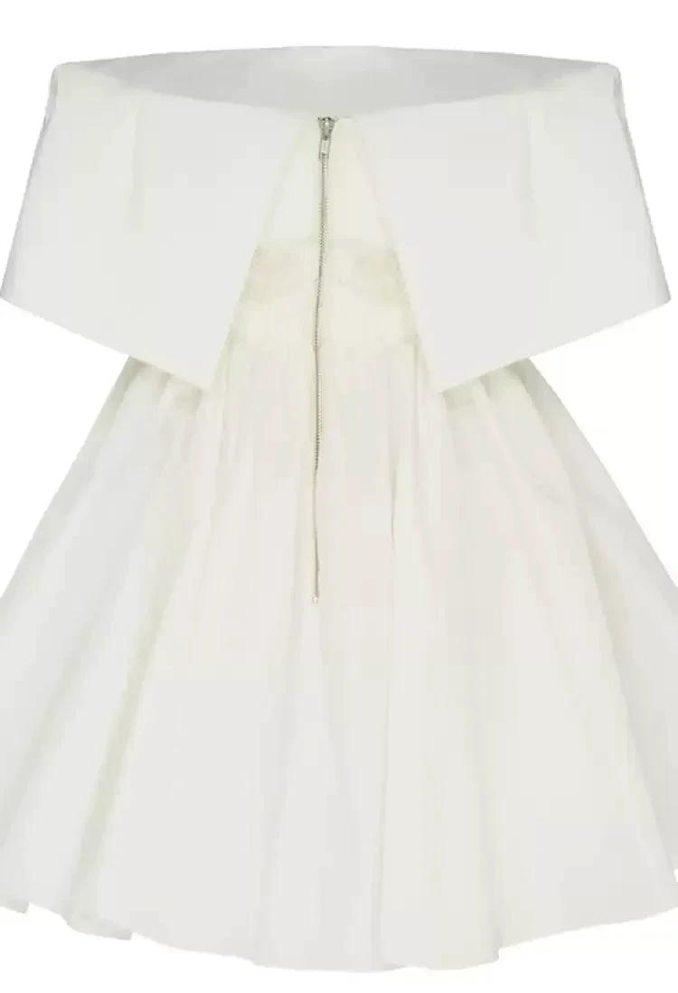 White Off the Shoulder Mini Homecoming Dresses A-line Dresses (ZD12207)