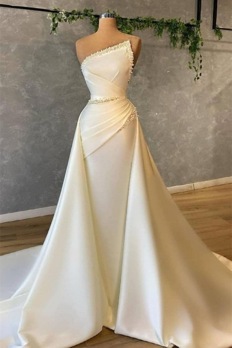 A-Line Asymmetrical Beaded Floor-Length Open Back Sleeveless Prom Dress