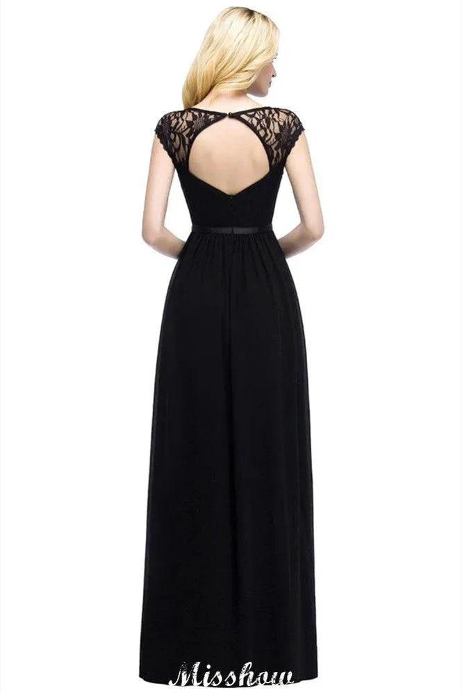 A-Line Chiffon Bridesmaid Dresses Scoop Cap Sleeves Wedding Party Dress (ZD12915)